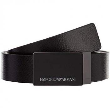 Emporio Armani Men's Black Plate Belt NR