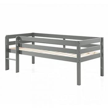 Cama de media altura Vipack Pino gris 90 x 200 cm con somier incluido