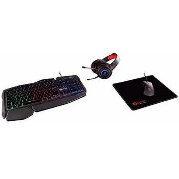 Conjunto de Juego Talius V.2 Negro - Teclado, Ratón, Auriculares y Alfombrilla con Iluminación RGB