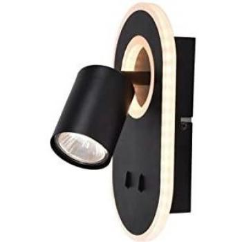 Aplique LED Kimon negro, 1x GU10, 5W, cabezal orientable