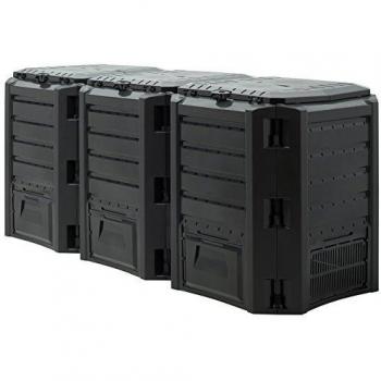 Compostador Orgánico 1200L Negro - Eficiente y Práctico 198x72x83cm