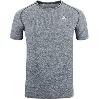 Odlo Crew Neck Essential Seamless Camiseta De Running Hombres - Gris, camiseta de manga corta, tejido seamless, diseño técnico, transpirable, ligero y cómodo
