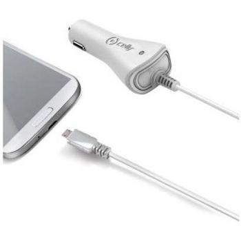 Celly CCMICROW - Cargador de coche micro, USB, color blanco