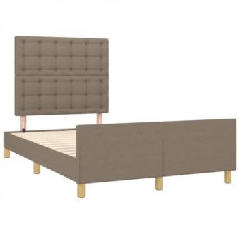 Estructura de cama con cabecero tela gris taupe 120x190 cm