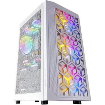 MARSGAMING MCMESHW Blanco, Caja PC Gaming, Micro ATX, Diseño Mesh Total, 3x Ventilador FRGB