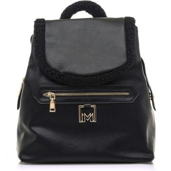 MARIAMARE Mochila Yet para Mujer con Cierre de Solapa y Detalle de Borreguito en Color Negro