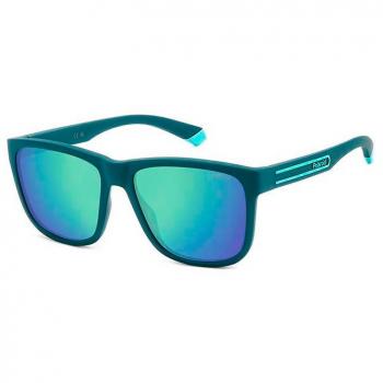 Polaroid Square Men's Matte Teal Grey Green Mirror Polarized Sunglasses PLD 2155/S - Blue - One Size, Multicolor, Size: 57 MM