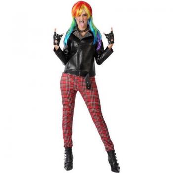 Disfraz de Punky Rojo y Negro para mujer (BB Carnival-Disfraz para Adultos Punky XS/S)