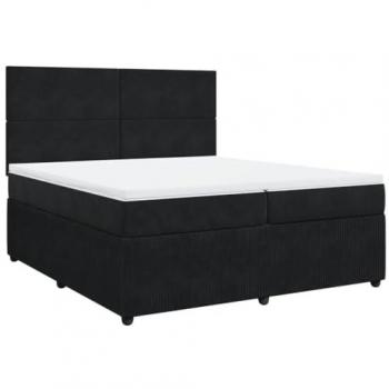 Cama box spring con colchón de muelles en terciopelo negro 200x200 cm