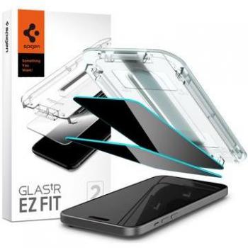 Protector de Pantalla de Vidrio Templado Spigen Glas.tR EZ Fit Privacy para iPhone 15/16 - 2 Piezas - Dureza 9H