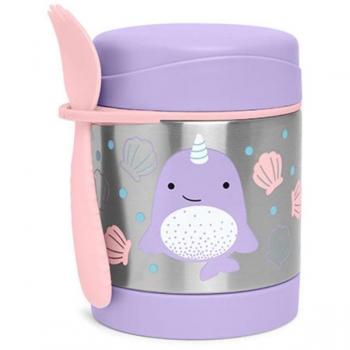 Skip Hop - Recipiente para alimentos de acero inoxidable multicolor con diseño de narval, dimensiones 8x8x11 cm