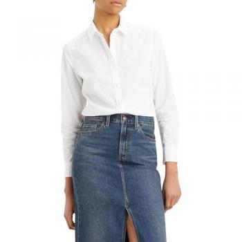 Camisa de Mujer Levi's Clásica de Manga Larga Blanca, Casual, Algodón, Talla XS