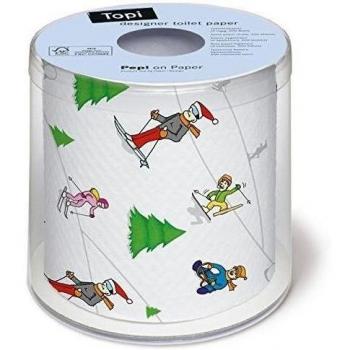 Rollo de divertidos skiing - 2 x de papel higiénico de esquí/Navidad