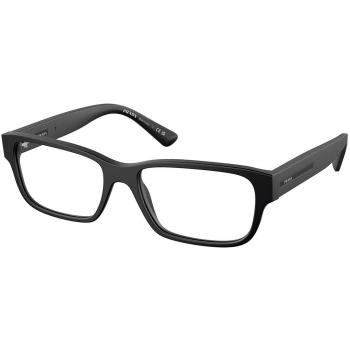 Prada PR 18ZV 1BO1O1 Men's Eyeglasses Black Size 56 - Blue Light Block Available