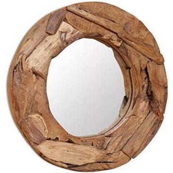 vidaXL Teak Round Decorative Mirror 60 cm