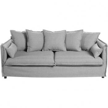 Sofá 'Odilon' gris claro de 3 plazas con cojines, dimensiones 210x104x69/78cm, marca Atmosphera créateur d'intérieur