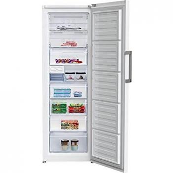 Beko RFNE312E43WN - Congelador independiente con pantalla multifunción, 8 compartimientos frontales transparentes, 6 cajones de congelación