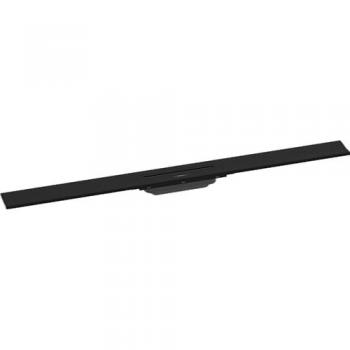 Canaleta de ducha lineal Hansgrohe RainDrain Flex 100 cm, cortable, instalación en pared, color negro mate