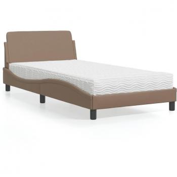 Cama con colchón Cappuccino 100x200cm Cuero sintético Marrón