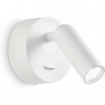 Aplique de pared LED Bean Glass, metal blanco orientable