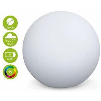 Bola luminosa LED inalámbrica de 50 cm, esfera decorativa, 16 colores, impermeable