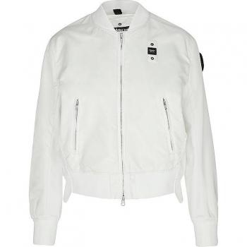 Blauer White Monochrome Nylon Bomber Jacket, Female, Size XS