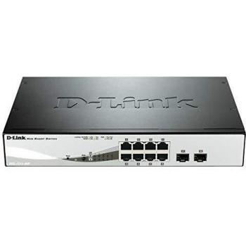 D-Link DGS-1210-08P 8-Port Gigabit PoE Smart Managed Switch with 2 SFP Ports, Full Duplex, Rack Mounting, Black