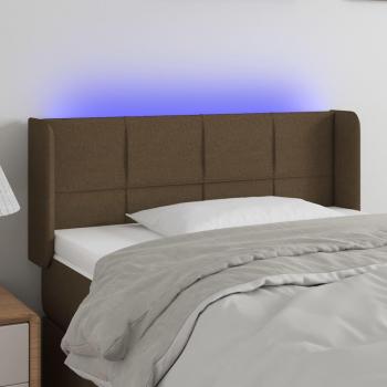 Cabecero con LED de Tela Marrón Oscuro 83x16x78/88 cm