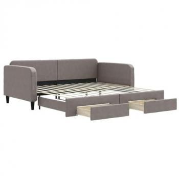 Sofá cama nido con cajones tela gris taupe 100x200 cm