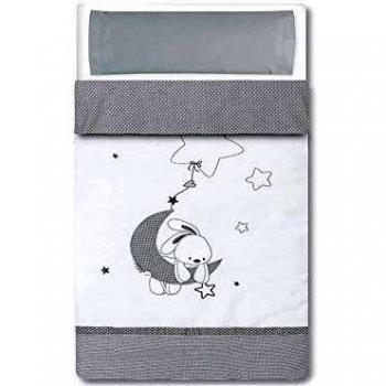 Pirulos 34013120 - Saco nórdico, diseño luna, algodón, 72 x 142 cm, color blanco y gris