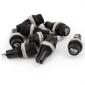 sourcingmap® 8 pcs negro de 2 terminales de montaje en panel con tapa de rosca de 5 x 20 mm portafusibles