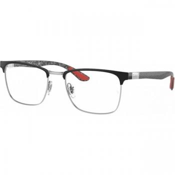 Ray-Ban RX8421 2861 Unisex Square Black Eyeglasses with Blue Light Block, Size 52