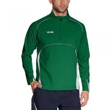 JAKO Sweatshirt Ziptop Passion - Top de manga larga de running para hombre, color verde / blanco, talla XL