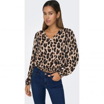 Blusa Only Tiana Smock Cloud Dancer para mujer con escote en pico y bajo elástico