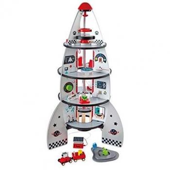 Hape Four-Stage Rocket Ship | Award-Winning Wooden Spaceship Toy with Real-Life Space Shuttle Designs, 20 Rocket Space Centre Pieces and Planetary Lander