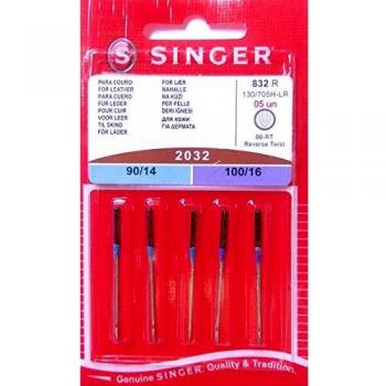 5 Original Singer Sewing Machine Needles 2032 Thickness 90/14 & 100/16 for Leather 130/705 H LR