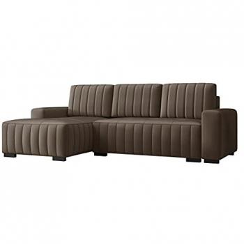 Sofá rinconero Columbus 154, Manila 05, con función de descanso y caja de ropa de cama, 240x140x85cm