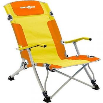 Silla de Playa Plegable Brunner Bula XL Color Amarillo/Naranja con Respaldo y Alta Capacidad (102 kg)