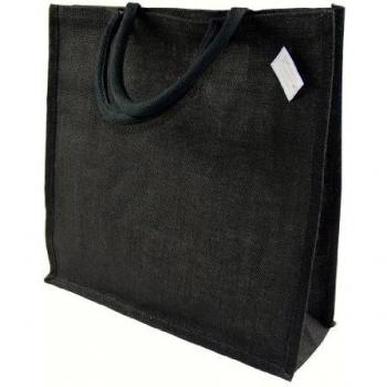 3 x Grande Negro para bolsas de la compra de yute Cuerda Pp asas acolchadas forrado * 40 cm x 40 cm + 15 cm