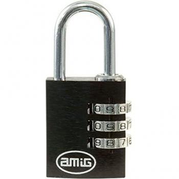 Amig 17836 - Candado de combinación de aluminio, Modelo 75, Color Negro, 25 mm