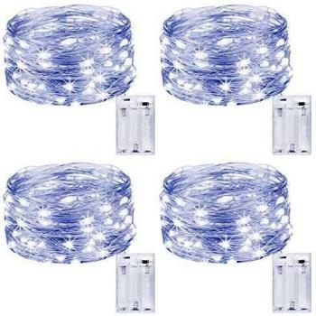 Kolpop Guirnalda Luces Pilas, Luces LED Pilas[4 PCS], Luces LED Habitacion 5m 50 LED Luces de Cadena Micro con Pilas de Alambre de Cobre para Decoración Interior Bodas Fiesta de Navidad