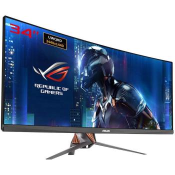 ASUS ROG Swift PG348Q 34 Curved Gaming Monitor, Ultra-Wide Quad HD (3440x1440), IPS LED, 100Hz Refresh Rate, G-SYNC Compatibility, HDMI/DP Connectivity, USB3.0 Ports in Armor Titanium/Plasma Copper Finish