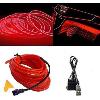 Luces de alambre de neón con adaptador USB para luces interiores de coche
