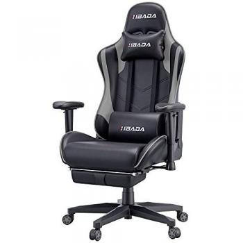 Hbada Silla de Juego Silla de Escritorio Silla de Oficina Silla ejecutiva Silla giratoria ergonómica Silla para computadora Cuero sintético con reposapiés con reposacabezas y cojín de Cuero