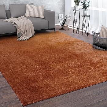 Alfombra Salón Pelo Corto Lavable Monocolor Diseño Moderna Suave Cobre 120x170 cm