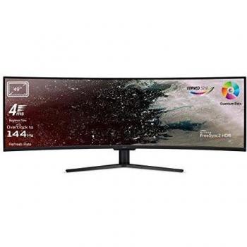 Acer Nitro EI491CRP - Monitor Curvo Gaming UltraWide Full HD de 49 (124.5 cm, 3840x1080 Pixeles, LED 32:9, FreeSync, 144 Hz, Tiempo de Respuesta 4 ms GTG, DisplayPort y HDMI) - Color Negro