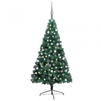 vidaXL Artificial Half Pre-lit Christmas Tree with Ball Set Green 150 cm