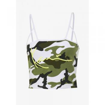 Top Tirantes Karl Kani Cropped Camo Green - Top de tirantes, diseño cropped, estampado camuflaje en tonos verdes, marca Karl Kani
