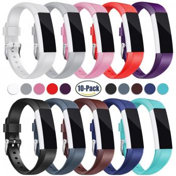 Mornex Correa para Fitbit Alta y Fitbit Alta HR, Pulsera de Ajustable Recambio Banda Accesorio Con Cierres Deguros para Fitbit Alta y Alta HR, Paquete de 10