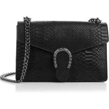 Bolso de mano Mujer en Piel auténtica Gamuza Grabado Serpiente, Made in Italy. Vera Pelle Italiana